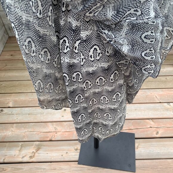 Robert Rodriguez Silk Sheer Snakeskin Print Layered Asymmetric Boho Midi Dress - Picture 9 of 15